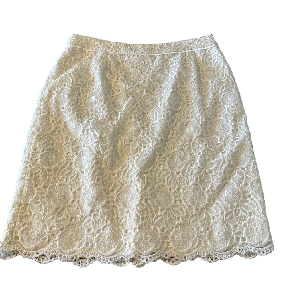 ANTONIO MELANI White Lace Pencil Skirt